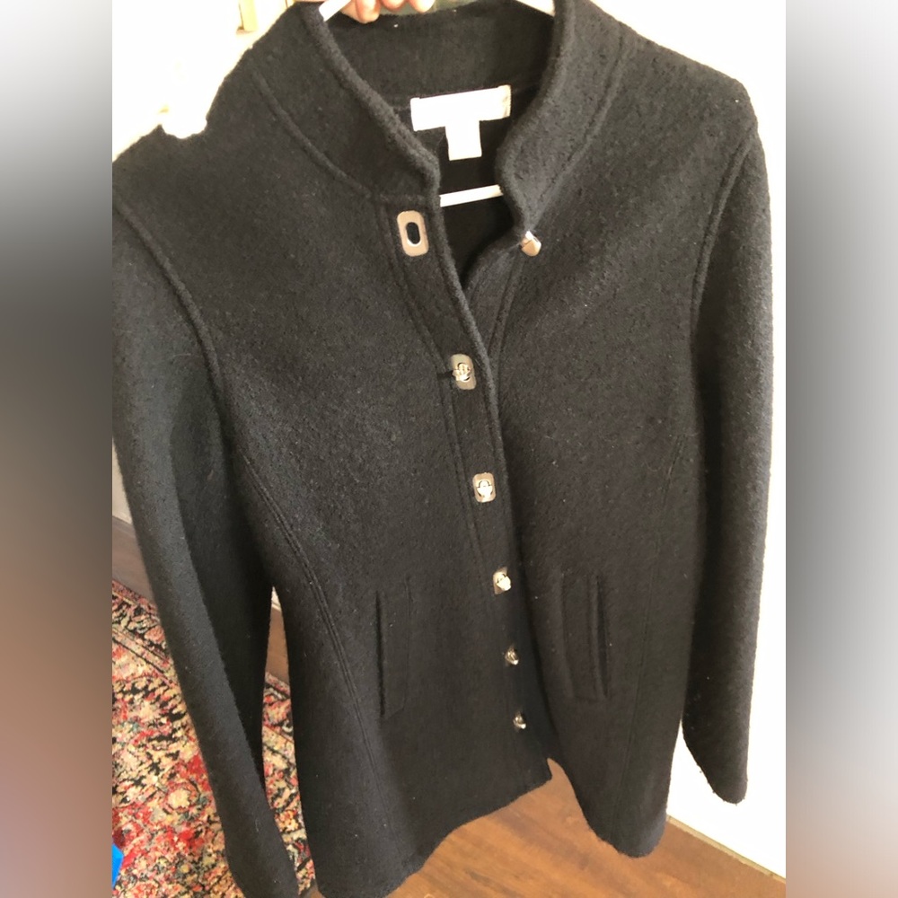 Petite Sophisticate Black Wool Toggle Coat